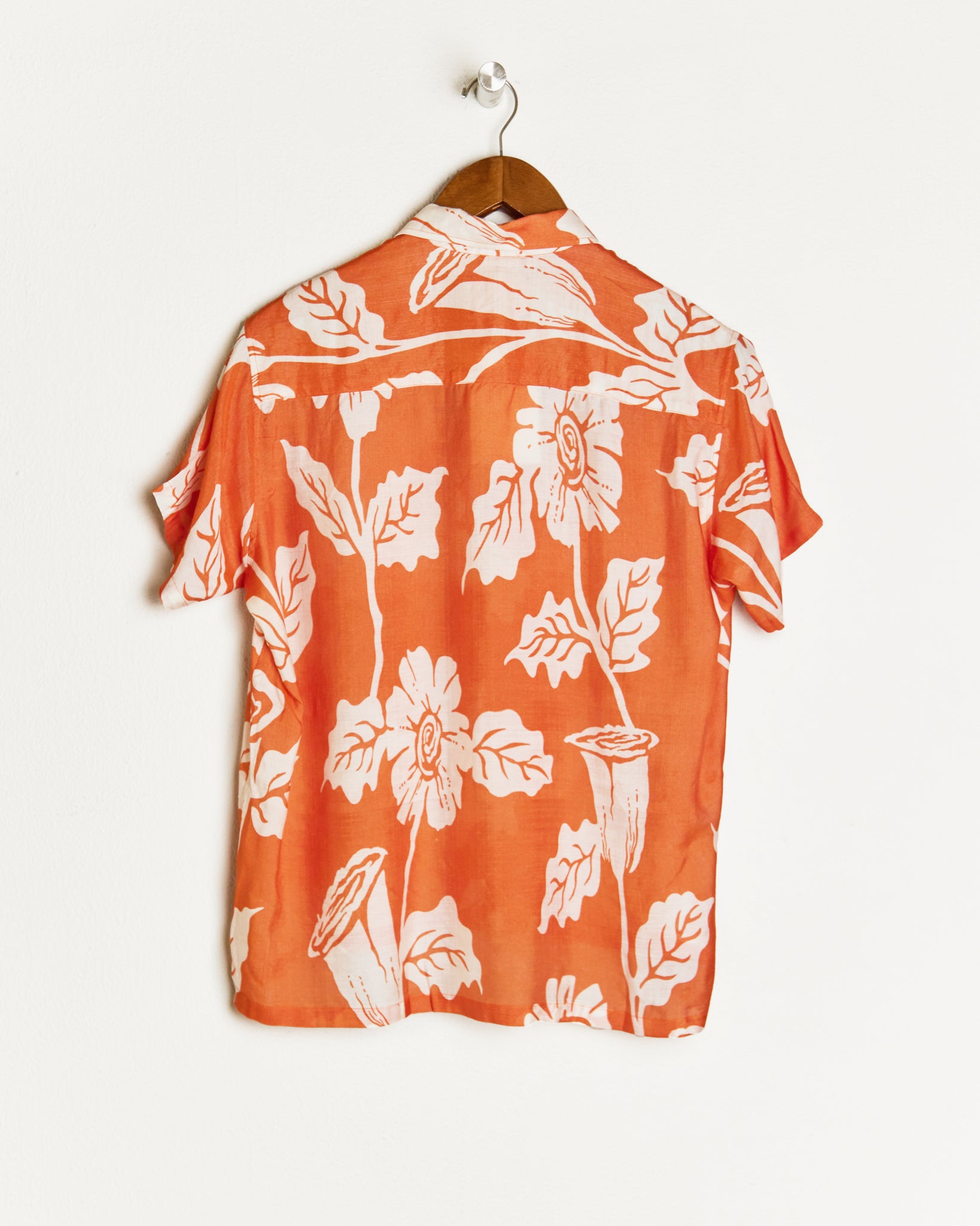 ORANGE FLORAL SILK SHIRT