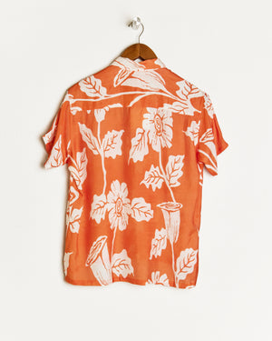 ORANGE FLORAL SILK SHIRT